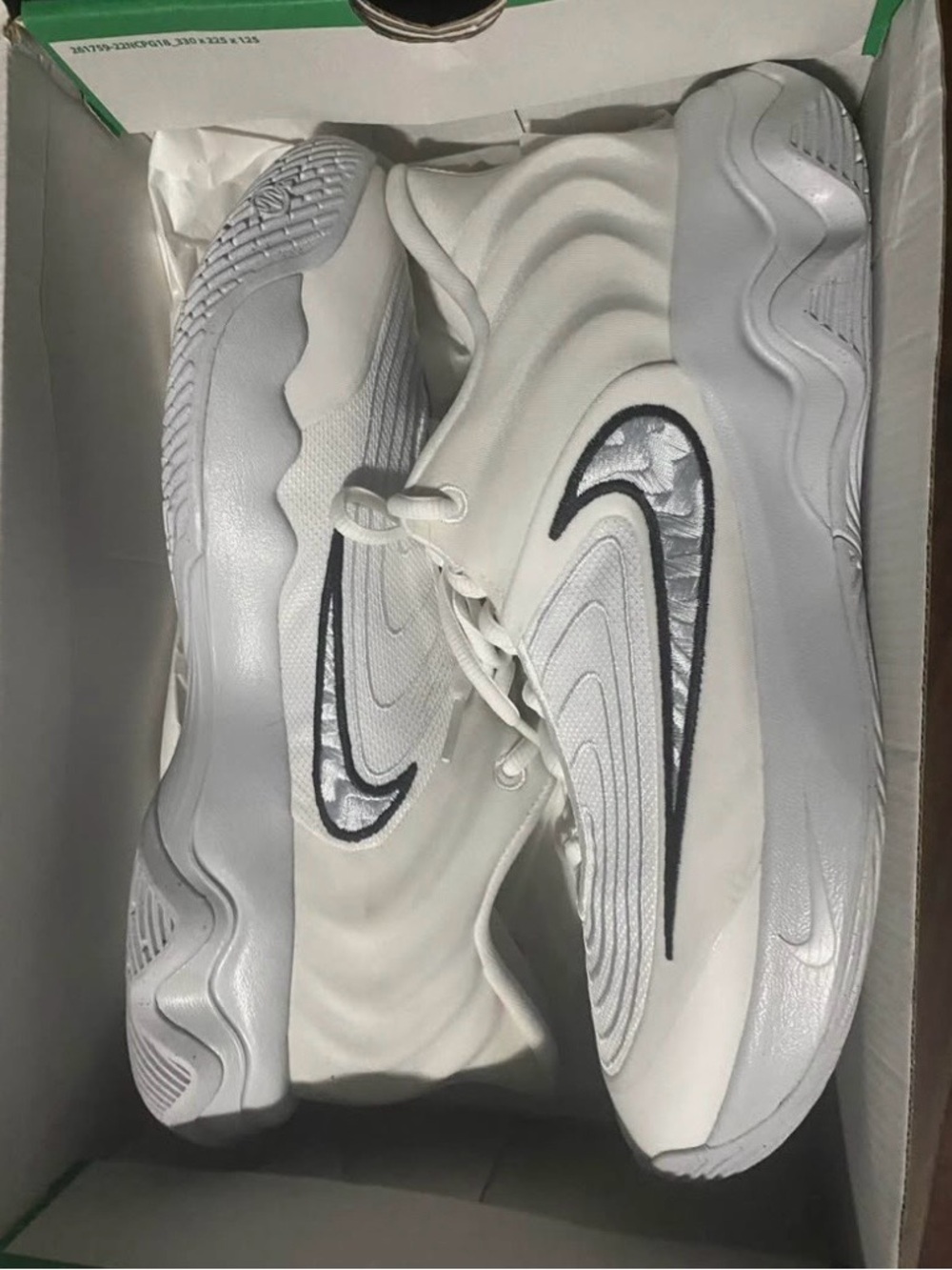 White Men's Athletic Sneakers with Black Swoosh